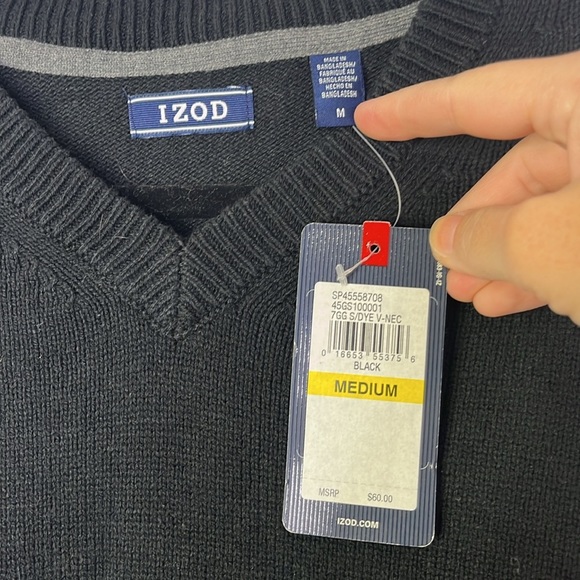 Izod Ribbed Knit V Neck Pullover Sweater Medium NWT - Picture 4 of 8